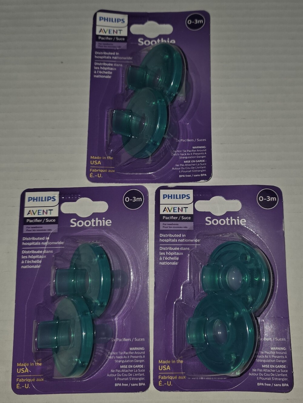 NIP Philips Avent Teal Pacifier Soothie 3-Packs Of 2 Each